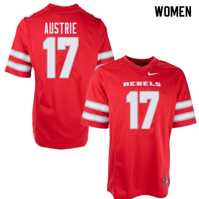 Women's UNLV Rebels #17 Evan Austrie College Football Jerseys Sale-Red